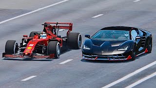 Ferrari F1 2019 vs Lamborghini Centenario  Drag Race [upl. by Nanda]