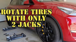 tesla Can you rotate your Tesla Tires with only 2 jacks [upl. by Lindy]