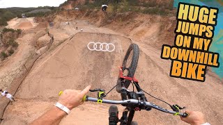 RIDING HUGE JUMPS ON MY DOWNHILL BIKE  AUDI NINES FREERIDE LINE [upl. by Goldfarb21]