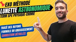 TERM SPÉ PHYSIQUECHIMIE LUNETTE ASTRONOMIQUE  EXERCICE CORRIGÉ TRACÉ DES RAYONS amp GROSSISSEMENT [upl. by Egiarc887]