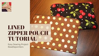 How to make a Lined Zipper Pouch Lined Zipper Bag [upl. by Fransisco]