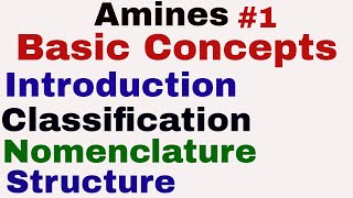 Amines 1 Basic Concepts  Introduction  Classification  Nomenclature  Structure [upl. by Blodget727]