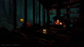 Relaxing Rain to Sleep  Sounds of Rain and Crackling Fire in Cozy Cabin at midnight helps to Sleep [upl. by Atirb]