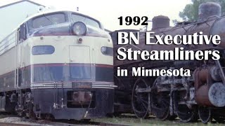 BN F9 Executive Streamliners pull Budd RDC Cars in Minnesota Sept 1992 Rebuilt BN F9A2 no BN1 [upl. by Assirod]