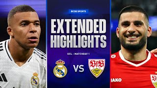 Real Madrid vs Stuttgart Extended Highlights  UCL League Phase MD 1  CBS Sports Golazo [upl. by Htnamas]