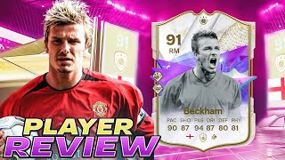 🤯91 FUTURE STARS ICON DAVID BECKHAM SBC PLAYER REVIEW  EA FC 24 ULTIMATE TEAM [upl. by Etti]