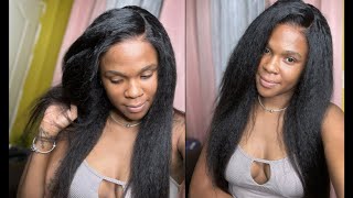 🔥GLUELESS kinky straight closure wig install ft Junoda hair [upl. by Albion]