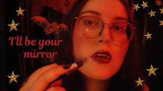 ASMR Vampire Mirror Makeup Application brushing tapping spraying whispering [upl. by Eibot]