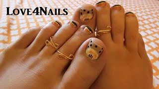 Toe Nail Art Design Tutorial  Black French Manicure [upl. by Cleave]