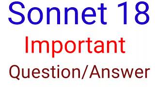 Sonnet 18 Important Question Answer [upl. by Enohpets]