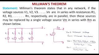 Millmans theorem statement and Proof [upl. by Ailedroc]