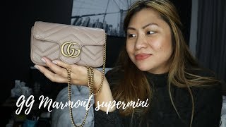 GG Marmont Supermini  unboxing how to wear whats in my bag [upl. by Stricklan]