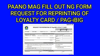 PAANO MAG FILL OUT NG FORM  REQUEST FOR REPRINTING OF LOYALTY CARD  Paano mag fill up [upl. by Templia]