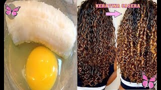 🥚🍌💞¡KERATINA CASERA una explosión de hidratación y crecimiento para tu cabello [upl. by Chelton]