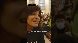 Indya Moore among protesters arrested at Grand Central ceasefirenow [upl. by Enyahc935]