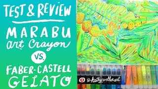 FABERCASTELL GELATO vs MARABU ART CRAYONS TEST and REVIEW  Kathy Weller Art [upl. by Einobe125]