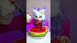 Meloncho Madness 😼🍉 Moms Watermelon Surprise from the Cat foodprank [upl. by Ycats597]