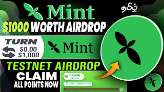 🪂1000 Mint Blockchain Airdrop  MINT Airdrop  Mint Testnet airdrop✅In Tamil [upl. by Ardnuahs772]