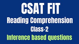 UPSC CSAT  Reading ComprehensionClass 2 Inference based Questions CSAT FIT [upl. by Buckels]