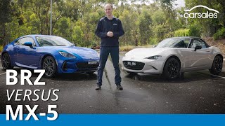 2023 Subaru BRZ vs Mazda MX5Miata  Which lightweight sports car is best [upl. by Fisk465]