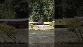 Tuckasegee River Great Smokey Mount GSMR railfaning railway train railroad emd geep trains [upl. by Enylekcaj]