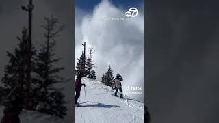 Avalanche sends massive snow cloud over skiers at Utah resort [upl. by Karim751]