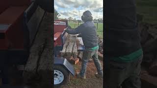 36 Bench Saw Cutting Redgum Railway Sleepers  SAWQUIP [upl. by Kavanaugh]