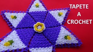 TAPETE N° 10 Tejido a crochet en Punto Estrella o Jazmin con ROSAS AMARILLAS [upl. by Eceinahs836]