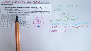 Trouver l’énergie d’ionisation EI avec le Modèle de Slater  Exemple amp méthode  Chimie Bac1 [upl. by Rowen]