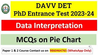 PhD Entrance Exam MCQs On Pie ChartDevi Ahilya Vishwavidyalaya DAVV Indore University DAVV DET [upl. by Ahsenar]