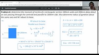 Problem 6 Moment of inertia about xx axis and its baseradius of gyration for rectangular section [upl. by Fidelas]