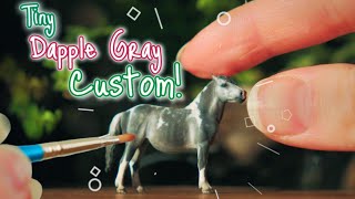 Painting a ᵀⁱⁿʸ Dapple Gray Tobiano Pony  CustomRepaint Micro Mini Resin Model Horse Tutorial [upl. by Aicirtel]