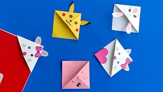 DIY Kawaii BOOKMARKS Easy Origami Bookmark Corner  How to make a Corner Bookmark DIY [upl. by Ahsied787]