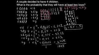 Genetics What is the probability have at least 2 boys out of 4 children [upl. by Gorski]