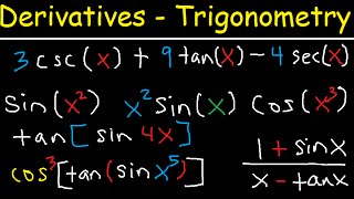 Derivatives of Trigonometric Functions  Product Rule Quotient amp Chain Rule  Calculus Tutorial [upl. by Yager]