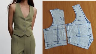 HOW TO DRAFT A VEST WAISTCOAT JACKET PATTERN  401STYLING beginner [upl. by Hehre352]