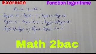 fonction logarithmeequations et inequationsmath 2bac [upl. by Elcarim249]