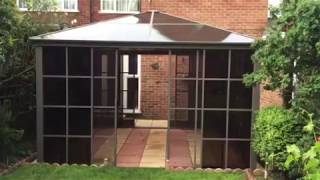 36 X 36 sliding door polycarbonate roof gazebo [upl. by Ewens684]