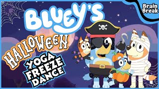 Blueys Halloween Freeze Dance  Brain Break  Brain Breaks for kids  Kids exercise  Yoga for Kids [upl. by Ynavoeg]