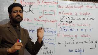 Reactivity of carbonyl group  General reaction of base catalysed nucleophilic addition reaction [upl. by Ahsinut]