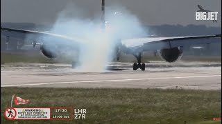 Crosswind Landings at London Heathrow Airport [upl. by Ednil968]