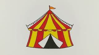 How to Draw Circus Tent Step by Step [upl. by Adnirolc]