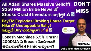 All Adani Shares Massive Selloff 250 Million Bribe News తో Stocks Crash Investors జాగ్రత్త ⚠️📉 [upl. by Poole]