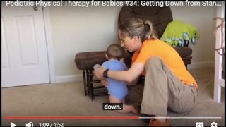 Getting Down from Standing at Furniture Pediatric Physical Therapy for Babies 34 [upl. by Emyle]