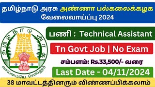 🔥தமிழ்நாடு அரசு அண்ணா பல்கலைக்கழக வேலைவாய்ப்பு 2024 Tamilnadu Government Jobs 2024 [upl. by Bernadina760]