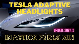 10 minutes of Tesla Adaptive Headlights in action Update 20242 [upl. by Verger46]