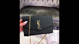 생로랑 SAINT LAURENT UPTOWN CHAIN WALLET IN GRAIN DE POUDRE EMBOSSED LEATHER 6077881GF0J1000 [upl. by Oicam856]