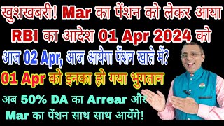 खुशखबरी आज पेंशन खाते में आयेगा RBI का Circular जारी हुआ 01 Apr 2024 को 50 DA के साथ पेंशन MSP [upl. by Treiber327]