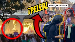 ¡MOTOCICLISTA VS FEMINISTA VANDALIZAN TIENDA DE VESTIDOS DE BODA [upl. by Ariamat]