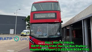 FULL ROUTE VISUAL  London Bus Route X140 Harrow Bus Station  Heathrow Central LG22AUA BCE47114 [upl. by Sire]